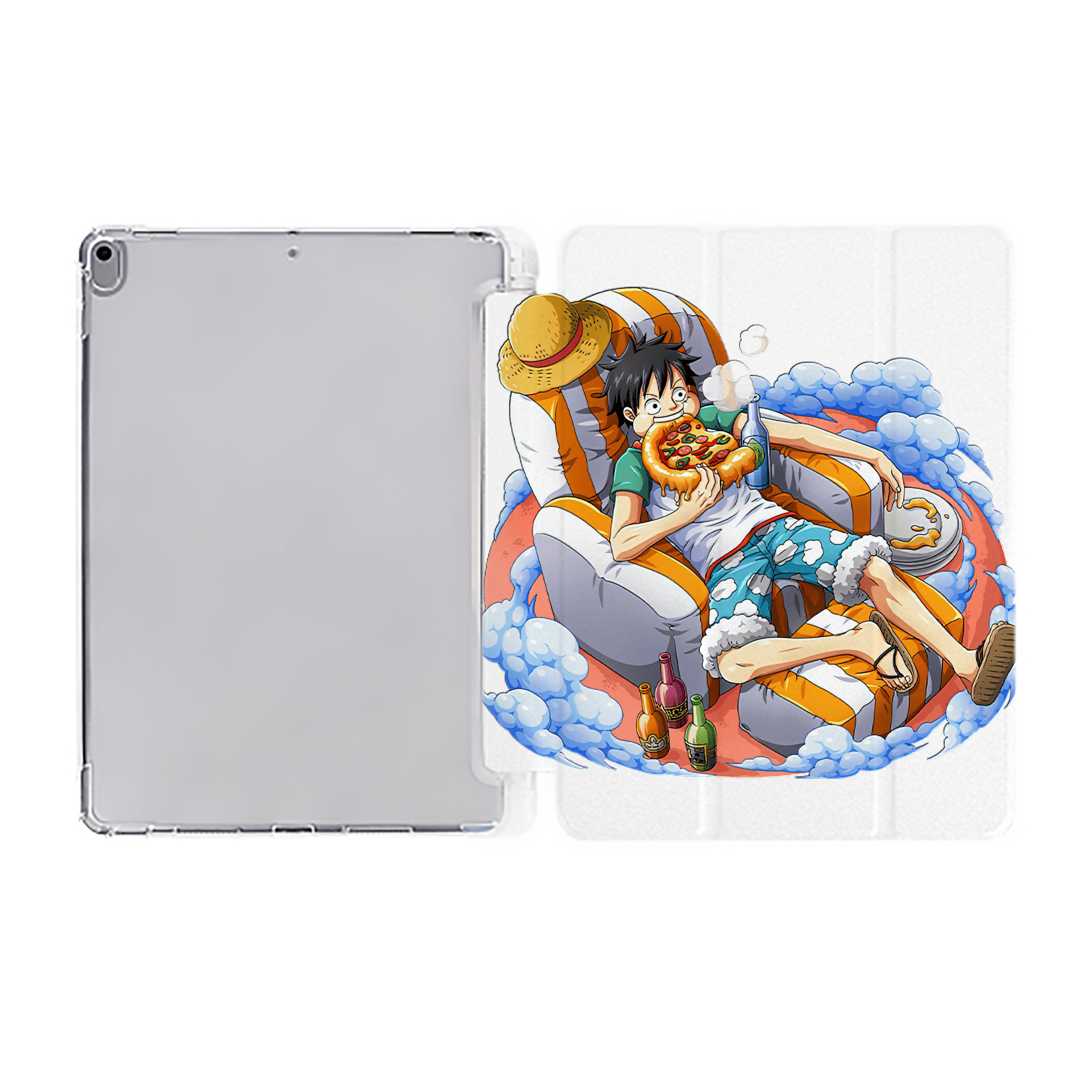（画像用） ワンピース モンキー・D・ルフィ ONE PIECE Monkey D. Luffy IPad ケース ペン収納付き 三つ折りスタンド PUレザー×シリコン 対応機種9.5/10.5/10.9インチ